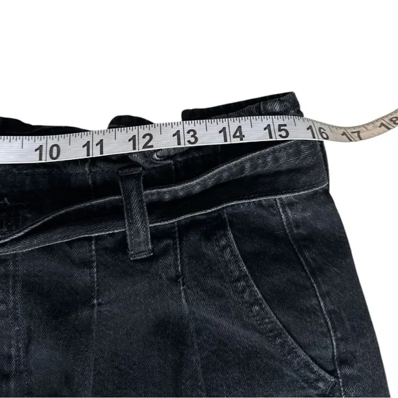 American Eagle Black Paperbag Denim Shorts Size 10 - Picture 4 of 6